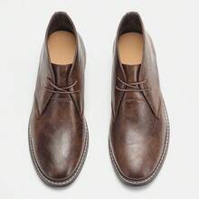 Sepatu Bot Gurun Pria Klasik Retro Derby Boots Tahan Lama Anti Selip Sepatu Bot Setinggi Mata Kaki Kasual untuk Perjalanan - Coffee Brown - View 8
