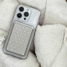 1pc Japanese & Korean Polka Dot Magsafe Strong Magnetic Card Holder Phone Case Compatible With Iphone 17 Pro Max/16 Pro Max/15 Pro/14/13/12/11 Back Sticker PU Leather Card Sleeve For ID Card/Bank Card/Access Card - Multicolor - View 4