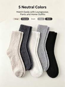 5 Pairs Men's Fluffy Soft Slippers Socks, Comfortable Warm Winter House Sleep Socks - Multicolor - View 9