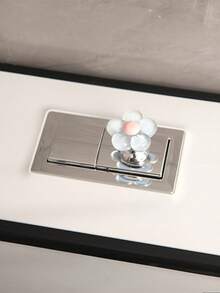 2/1pc Elegant Flower-Shaped Toilet Flush Button, Drill-Free Installation, Suitable For Bathroom Decor - Multicolor - View 8