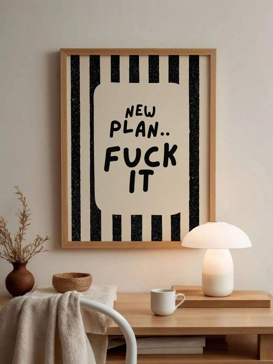 1pc Funny Quote Wall Art Print, Bright Typography Poster, Colorful Text Canvas Decor, Minimalist Unframed Wall Decor For Gallery Wall, Bedroom, Living Room, Hallway - Text a - View 1