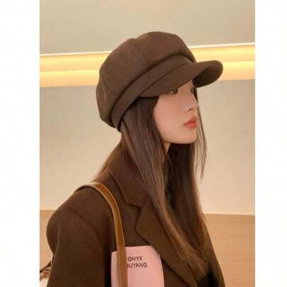1Pc Solid Color Bud Cap Duck Tongue Beret Hat For Women, Sp…