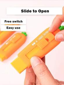 1pc Carrot Eraser Rubber Slide Stick For Pencil Cleaning, Compact And Portable, Creative Erasers Student Back To School, Office Cleaning Tools - Erasers - View 4