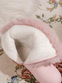 Korean Style Girls' Campus Fashion Snow Boots | Soft Sole Anti-Slip Design | Warm Plush Collar | Baby & Kids Winter Versatile Pink Princess High-Top Boots - Pink - View 7