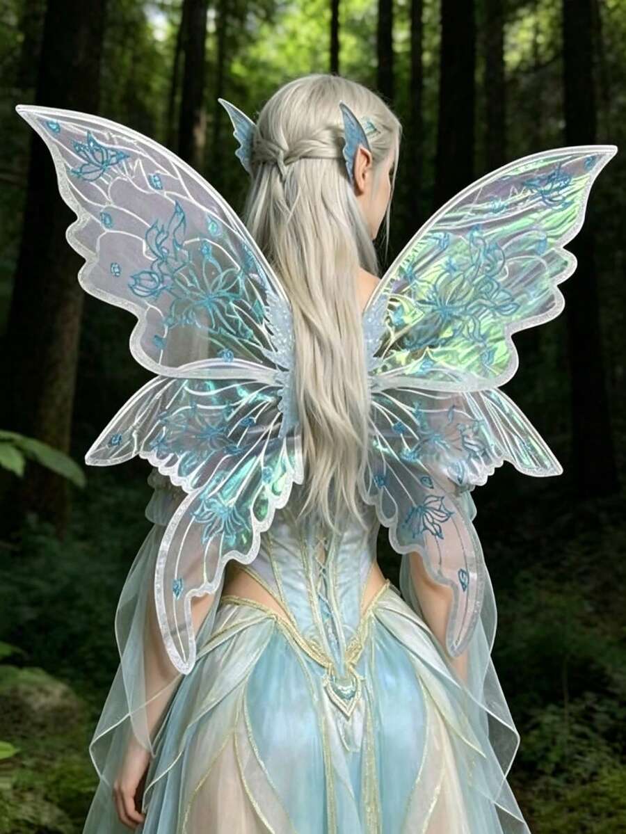 1件裝彩色蝴蝶仙女翅膀服裝配件,蝴蝶仙女翅膀,精靈、仙女,節日服裝道具,Cosplay - A - 查看 1