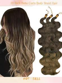 Anna Hair 合成纖維鬆散深波浪捲鉤編髮接髮 3件/包 24英吋 300G 水波紋編髮 漸層金髮扭曲鉤編捲髮 女款，萬聖節 - 彩色 - 查看 29