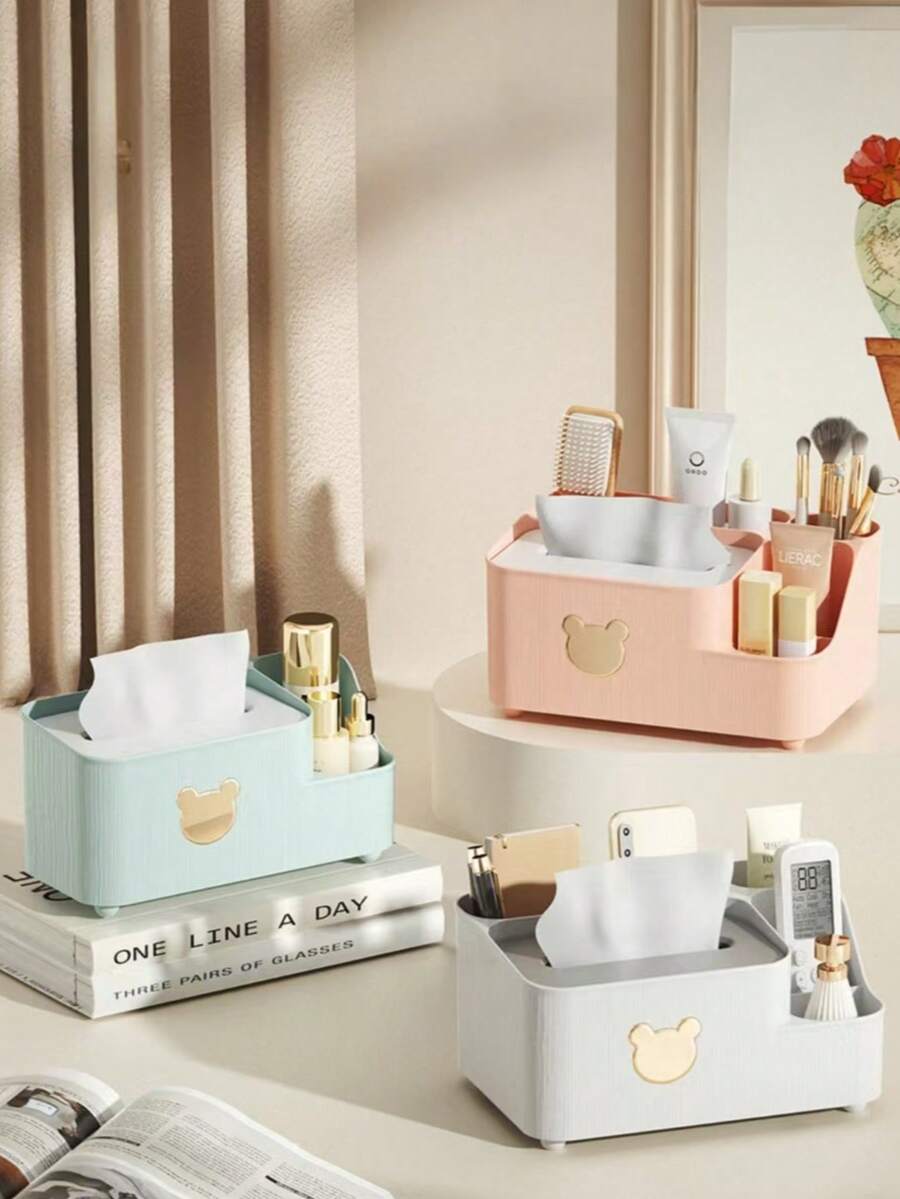 1PC Bear Tissue Box, Luxury Living Room Tissue Box, Home Tissue Storage Box, Coffee Table Multifunctional Desktop Tissue Box - Multicolor - View 1