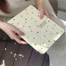 Korean Style INS Colorful Star Red Apple Tablet Protective Case Compatible With Apple 11th Gen Minimalist 10th Gen Tablet Protective Case With Pencil Slot Air 82026 New Pro 11 Fashion Mini 7 Cute Air 7/6 Snap Closure 11 Inch Girls Tablet Protective Cover Boys Tablet Protective Case - Beige - View 8