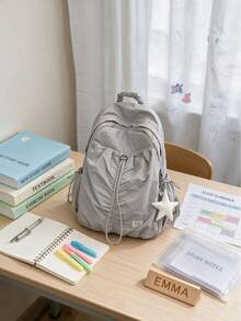 4pcs/1pc Solid Color Ultra-Light Wrinkle-Resistant Backpack, Casual Daily Use Backpack, Suitable For All Seasons, Ideal For Women Students, Travel, Outdoor Sports, Hiking, School, Commuting, Daily Use - Multiple Styles - View 10