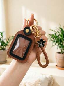 PU Leather Keychain Set, Car Key Protector, Universal PU Leather Car Key Cover, Remote Key Protector, Suitable For Buick, Audi, Fiat Car Key Cover Protector - Key Cover + Leather Cord Set - View 4