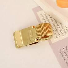 1pc Exquisite Metal Elastic Pen Clip, Minimalist Business Office Style, Smooth Metal Base Appearance With Spring Coil Texture Design, Integrated Clip + Elastic Coil Shape, Notebook External Pen Holder, Pen Storage Function, Suitable For Daily Office, Student Note-Taking, Planner Organization, Meeting Minutes, On-The-Go Memo Recording - Single Piece - View 7