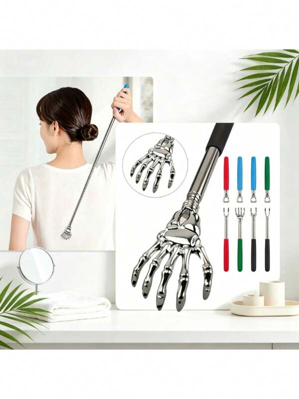 1pc Steel Telescopic Back Scratcher, Adjustable Length, Ergonomic Handle, Back Scratching Stick & Gua Sha Tool, Portable Massage Itch Relief Device, Non-Slip Telescopic Design, Sturdy Structure, Suitable For Thanksgiving, Birthday, Christmas Gifts, Full Body Massager, Massage Roller, Back Massager