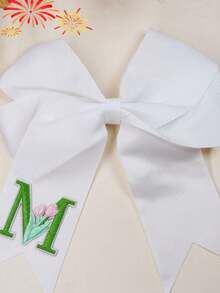 1pc 26 English Letters Girl Back To School Season Polyester Bow Edge Hair Clip, Versatile Hair Accessory For School Daily Wear - Multicolor - View 18