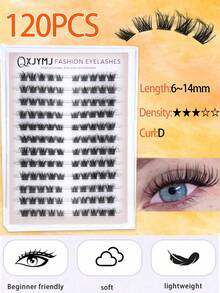 120 Dusters Of False Eyelashes D Curd Sender Fufy Eyelashes Natural And Diferent In Length 6mm To 14mm In Length Suitabkle For Beginners DIY Eyelash Lengthening - D - View 4