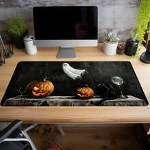 Large Non-Slip Gaming Desk Mat, Mouse Pad, Featuring Halloween Black Cat, Ghost And Pumpkin Design, Perfect For Computer And Keyboard; Durable Office Accessory And Great Gift Choice Room Decor Home Decor Halloween Decor - Mouse Pad / Desk Mat - View 6