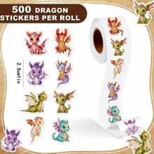 500pcs Cute Little Dragon Doodle Stickers, 1 Inch Asymmetric Shaped, Multi-Color Cartoon Baby Dragon, For Envelopes, Magazines, First Day Of School - Multicolor - View 4