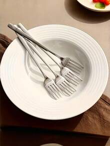 Stainless Steel Korean Style Fork, Mirror Polished, Dishwasher , Suitable For Home And Restaurant Use - Multicolor - View 7
