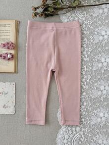 2 Pcs/Set Legging Rajut Anak Perempuan, Celana Panjang Elastis Slim Fit dengan Hiasan Renda dan Saku, Pita, dan Detail Pita - MultiWarna - View 5