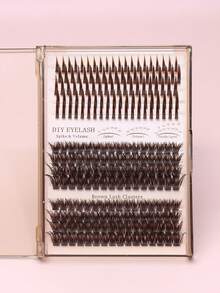 Ayrmilla 100P+ Fairy Brown Cluster False Eyelashes D-URL Natural DIY Cluster Eyelashes, Brown Short Stem Transparent Eyelashes, Extra Long DIY Pre-Curled Eyelash Fan - C - View 10