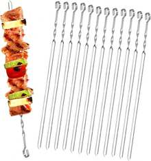 Stainless Steel BBQ Skewers, 20-Piece Set, 38 Cm Long For Meat & Camping Fire - BBQ Skewers - View 1