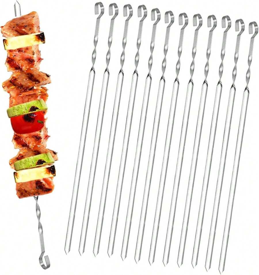 Stainless Steel BBQ Skewers, 20-Piece Set, 38 Cm Long For Meat & Camping Fire - BBQ Skewers - View 1