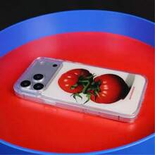 1pc Ice Transparent Tomato Phone Case Compatible With IPhone 17 16 Pro Max 15 14 13 12 11 - Red and White - View 2