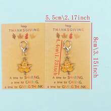 5pcs/10pcs Autumn Golden Maple Leaf Enamel Lobster Clasp Charm With Happy Thanksgiving Kraft Paper Card, Fall Harvest Thank You Pocket Gift - Multicolor - View 3