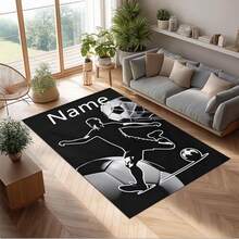 Custom Rug Personalized Name Photo Text Logo Floor Mat Welcome Doormat Entryway Carpet Living Room Bedroom Kitchen Hallway Bathroom Porch Indoor Outdoor Home Decor Birthday Housewarming Christmas Holiday Gift Soccer Sports Emblem Illustration - Multicolor - View 3