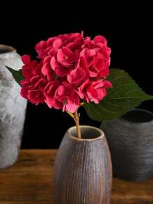 1pc Rose Red Artificial Hydrangea Flower, Realistic Silk Hydrangea Flower Decor, High-Quality Artificial Floral, Suitable For DIY Wedding Bouquet, Party, Home Living Room, Kitchen, Garden, Hotel, Office, DIY Halloween, Christmas, Thanksgiving Decoration, Autumn Home Garden Party Decor, DIY Arch Floral Wreath Decoration, Also A Gift For Girls - bright rose red - View 2