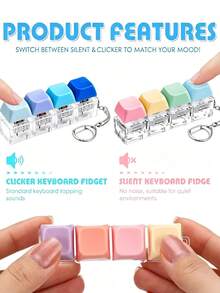 1pc 9-Key Cube Keyboard Shaped Keychain, Creative Keyboard Pendant, Bag Charm, Car Key Accessory, Fingertip Style Zipper Pendant, Daily Bag And Car Decoration Accessory - Multicolor - View 6