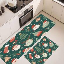 1pc Deep Green Christmas Adventure Rug, Kitchen Rug, Kitchen Mat, Kitchen Carpet, Door Mat, Small Rug, Carpet, Runner Rug, Floor Mat, Home Decor, Area Rug, Outdoor Mat, Home Decor, Area Carpet, Bedroom Rug, Washable Rug - Multicolor - View 5