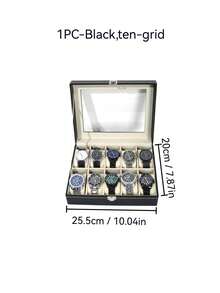 1件裝黑色皮革手錶收納盒，居家收納盒，高端精緻展示盒，機械錶珠寶盒 - 黑色 - 查看 12