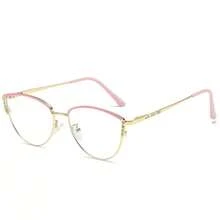New Cat Eye Glasses Fashion Rhinestone Studded - Gold - View 1