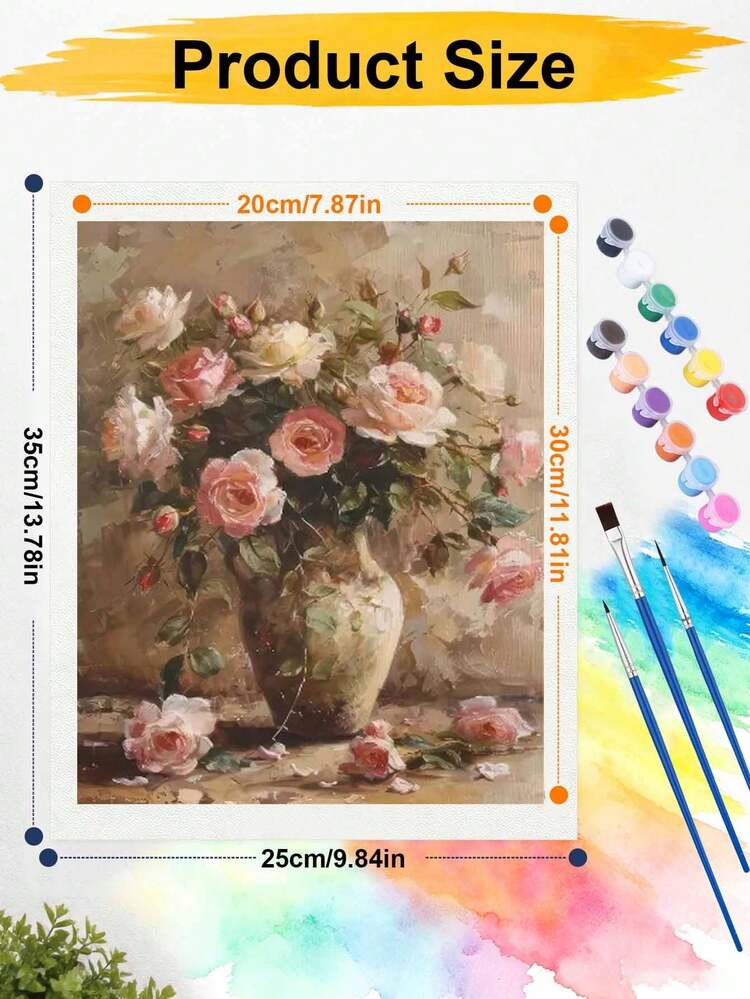 1 Set Digital Oil Painting Kit, Suitable For Beginners, Pink Vase Coloring Set - Adult Beginner Kit, Birthday Gift, Anniversary Gift, Holiday Gift, Home Decor - A - View 8