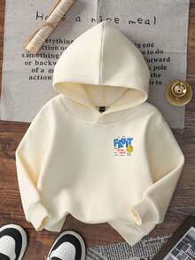 Boys Banana & FRUIT Letter Back Print Hoodie, Casual Loose Pullover - Apricot - View 4
