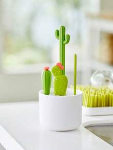 5pcs/Set Bottle Brush Cleaning Set - Includes Bottle Brush, Nipple Brush, Detail Brush And Straw Brush, Water Cup Cleaning Brush, Multi-Functional Cleaning Brush, Suitable For Kitchen Utensils, Bottle Drying Rack, Household Storage Boxes - Multicolor - View 4