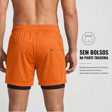 2-In-1 Double Sports Dry Fit Shorts With Pocket Gym Shorts Sports Shorts - Orange - View 6