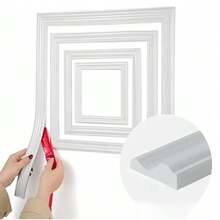 TPE Flexible Self-Adhesive Frame Decorative Strip, Bendable Edge Trim, Waterproof And Wear-Resistant, Easy To Cut, No Drilling Required, Suitable For DIY Oil Painting Poster Photo Chinese Style Picture Frame, Multi-Color Soft Decorative Strip, Home Wall Art Decoration - White - View 4