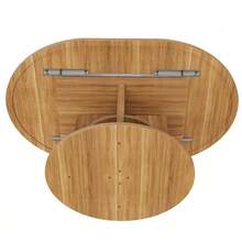 Extendable Dining Table With Storage, 110–150 Cm, Wood/Black Finish, Max Load 60 Kg, Round To Oval - 棕色 - 查看 8