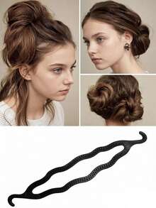 5Pcs Plastic Hair Bun Maker Hair Holders Twist Shaper Hair Donuts DIY Hair Styling Accessories Bun And Crown Shapers Hair Accessories - Black - View 4