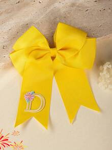 1pc 26 English Letters Girl Back To School Season Polyester Bow Edge Hair Clip, Versatile Hair Accessory For School Daily Wear - Multicolor - View 4