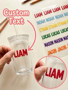 Custom Name Crystal Transfer Stickers, 3D Raised Letter Waterproof Labels, Personalized Decals For Tumblers, Water Cups, Stationery & DIY Item Decor - Multicolor - View 2