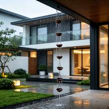 Minimalist Round Cup Rainwater Collector With Hanging Chain - Cups and Rain Chains - View 3