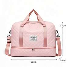 1 Large Capacity Travel Tote Bag For Women, Oversized Overnight Weekend Bag, Multi-Compartment, Wet And Dry Separation, Side Pocket, Shoe Compartment, Lightweight Diamond Pattern Luggage Bag, Suitable For Travel, Business Trips, Fitness - View 8