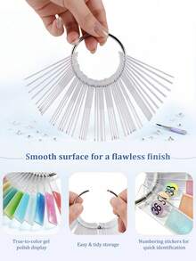 50/100/150pcs Transparent Rectangular & Fan-Shaped Nail Polish Color Display Cards With Metal Rings, Acrylic Nail Polish Color Sticks, Suitable For Nail Salons And DIY Home Practice - Multicolor - View 6