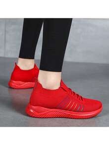 Women's Slip-On Shoes, Comfortable Breathable Polyurethane Sole, Minimalist Elegant Design - Red - View 11