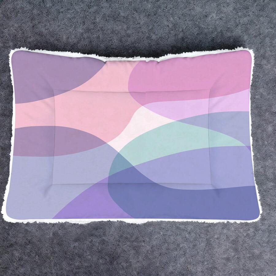 1pc Soft Pet Bed Cushion, Reversible Geometric Pattern Dog Crate Mat, Washable Pad Suitable For Small/Medium/Large Dogs, Cat Bed Mat, Four Seasons - Multicolor - View 1