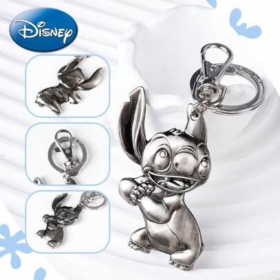 Monogram 1PC Disney Official Licensed Stitch Angel Character Cute Alloy Metal Keychain Pendant For Backpack Car Key Decoration Accessories Holiday Gift