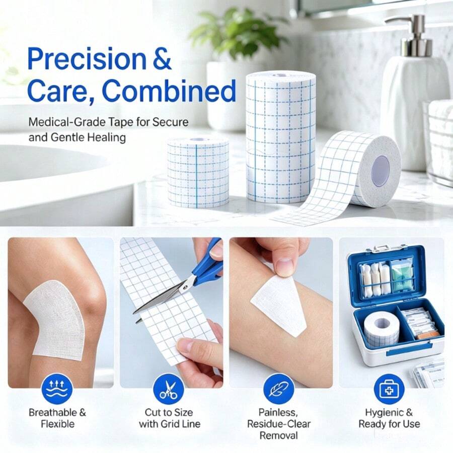 1/3/4 Rolls Breathable Non-Woven Mesh Adhesive Tape, Strong Pressure-Sensitive Dressing Tape, Multiple Sizes, Suitable For First Aid Kits - Breathable Adhesive Tape - View 1