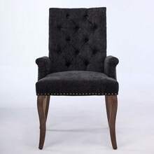 Upholstered Chenille Fabric Accent Dining Chair With Curved Solid Wood Legs - Grey - View 2